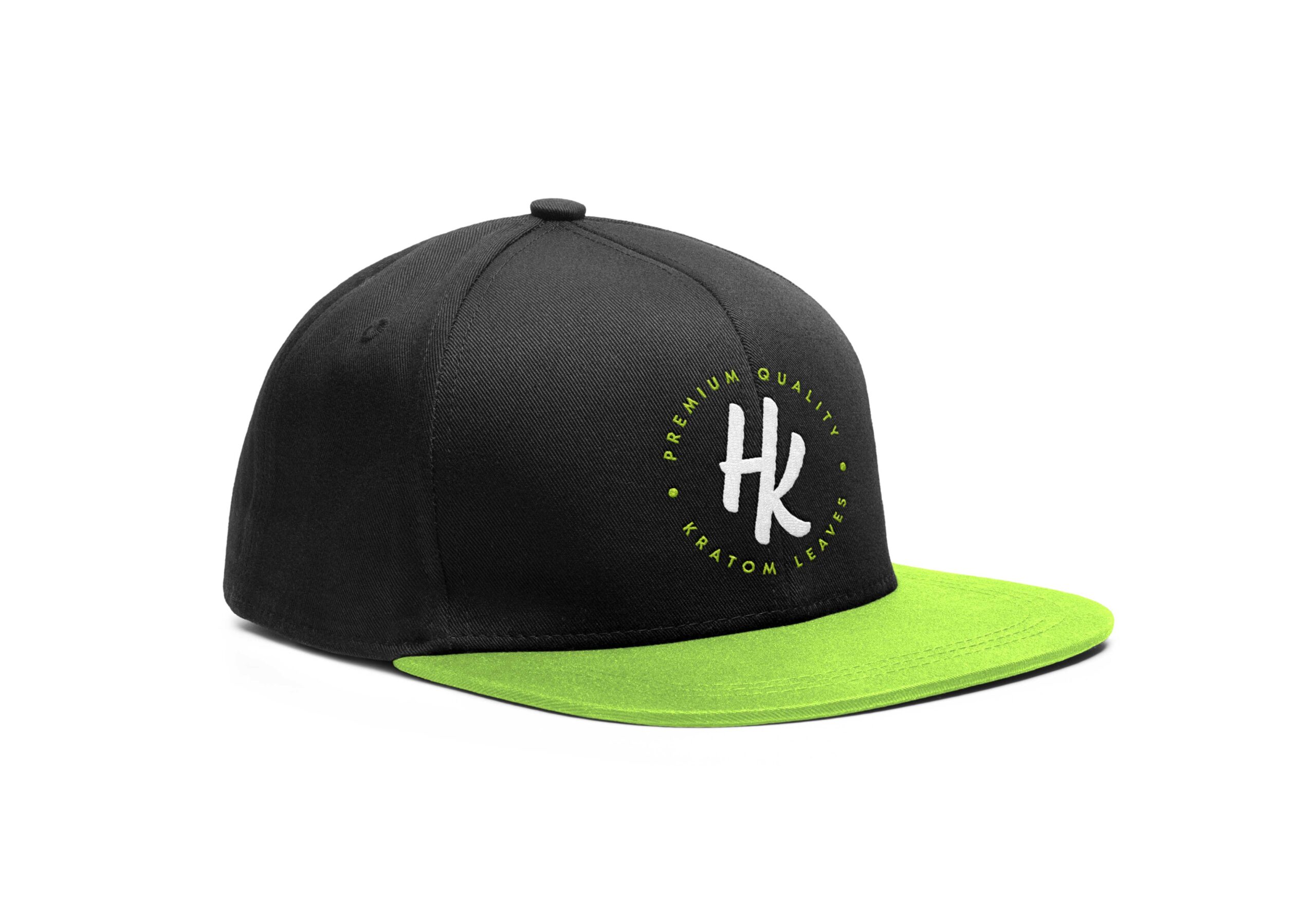 HK Hat Black Cap with Green Bill
